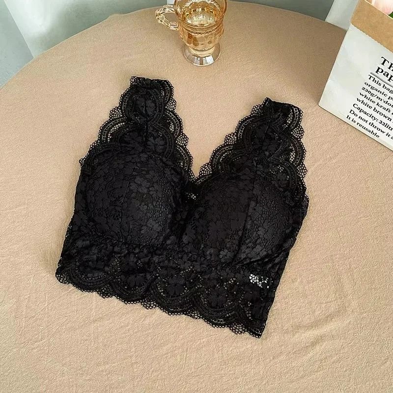 Womens Deep VNeck Lace Bralette WireFree Sexy Lingerie Camisole 8