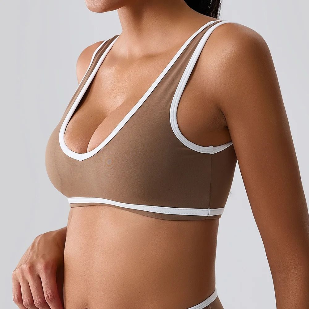 Womens Splicing Sport Bra Breathable Fitness Tank Yoga Crop Top 9