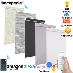decopedia smart motorized roller blinds - cordless blackout day & night system