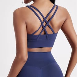 womens high-strength cross-back sport bra - solid color fitness yoga top