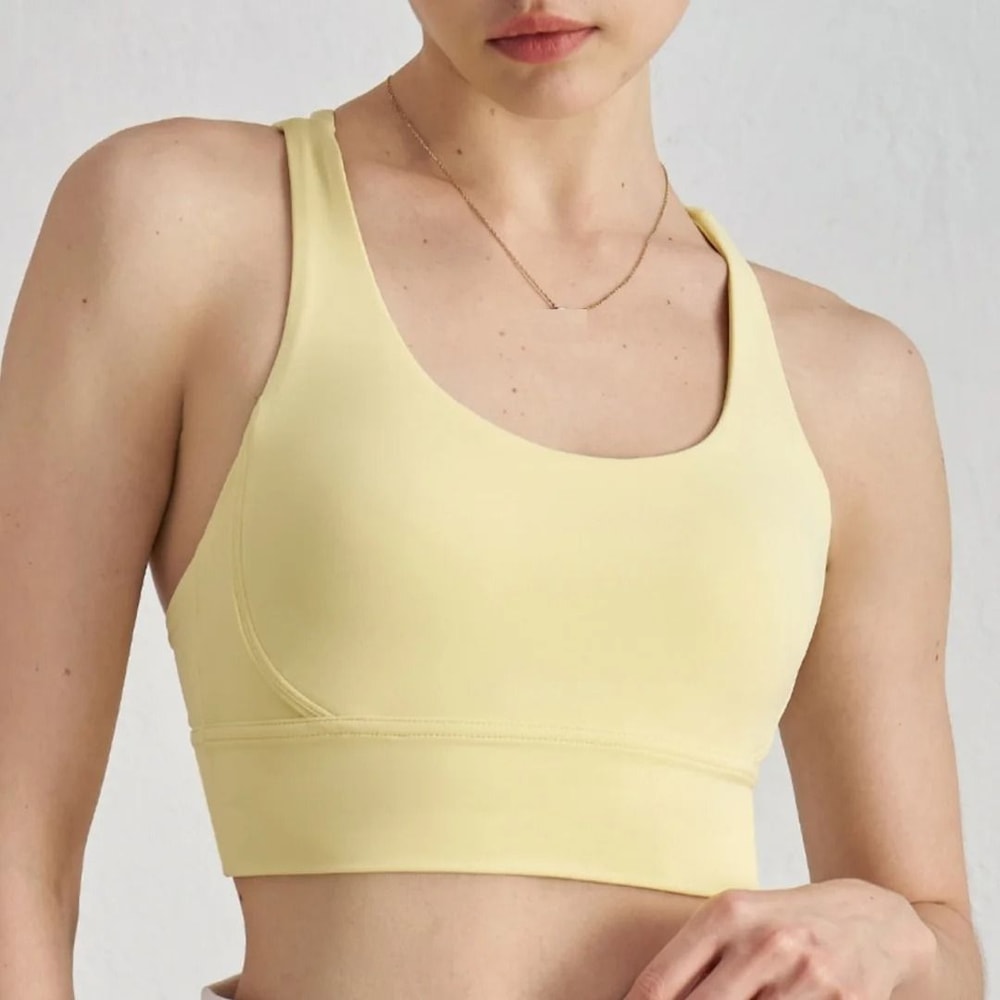 Womens HighStrength CrossBack Sport Bra Solid Color Fitness Yoga Top 17
