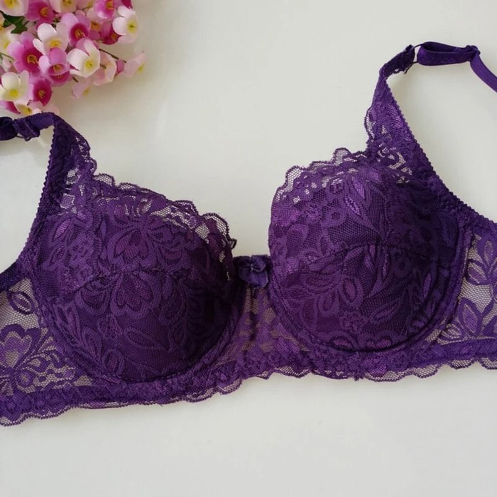 Elegant Lace FullCup PushUp Bra Summer Thin Breathable Underwire Lingerie 4