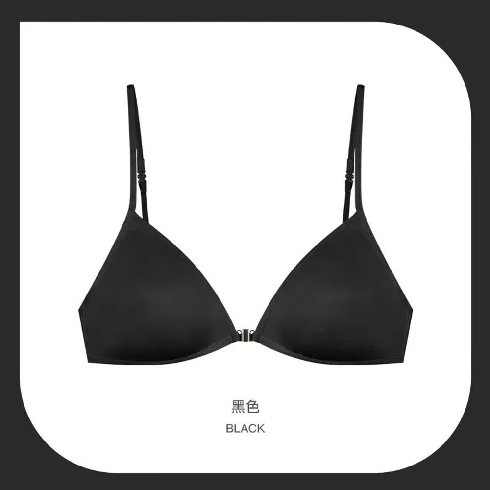 Womens French Triangle PushUp Bra FrontButton Seamless Wireless Lingerie 5