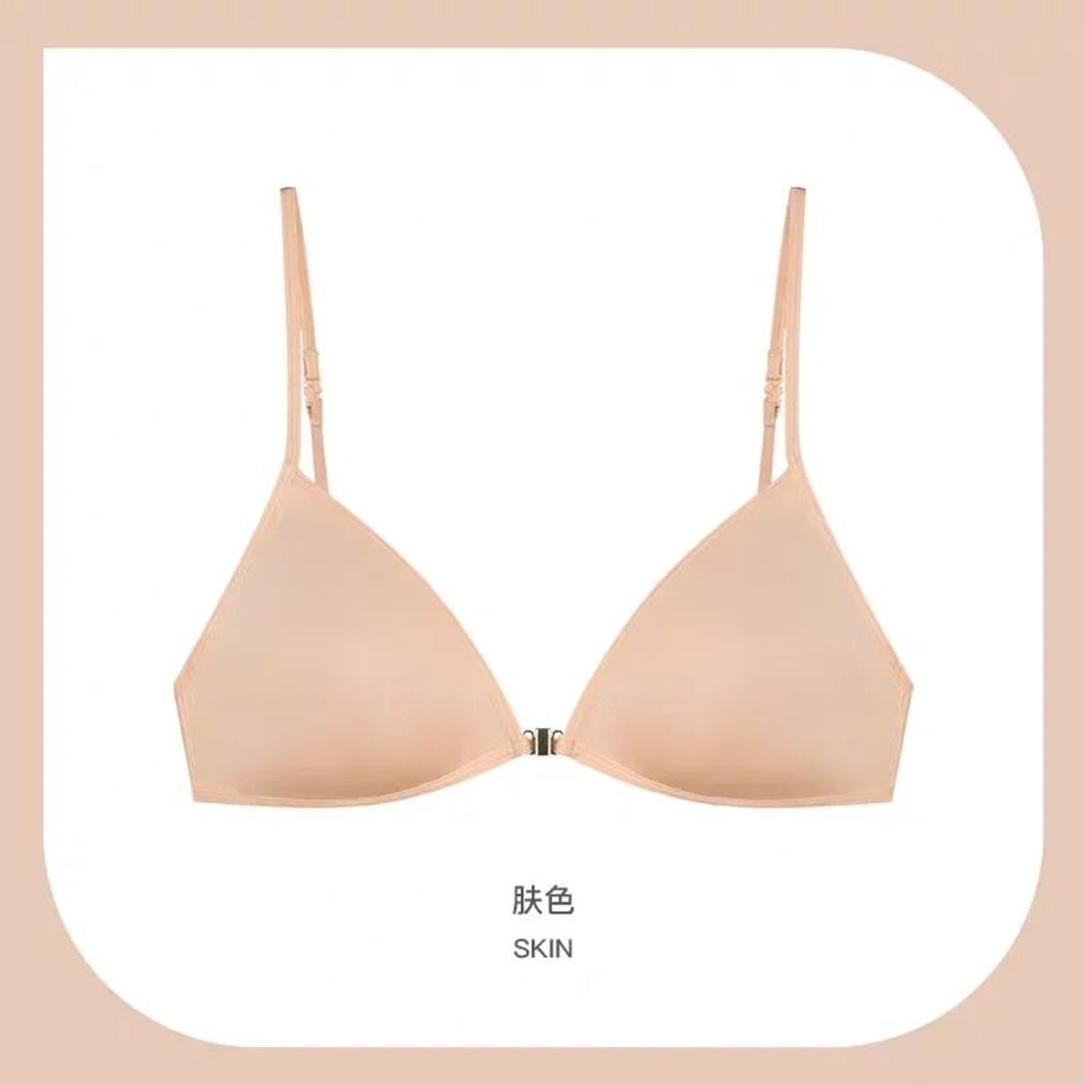 Womens French Triangle PushUp Bra FrontButton Seamless Wireless Lingerie 6