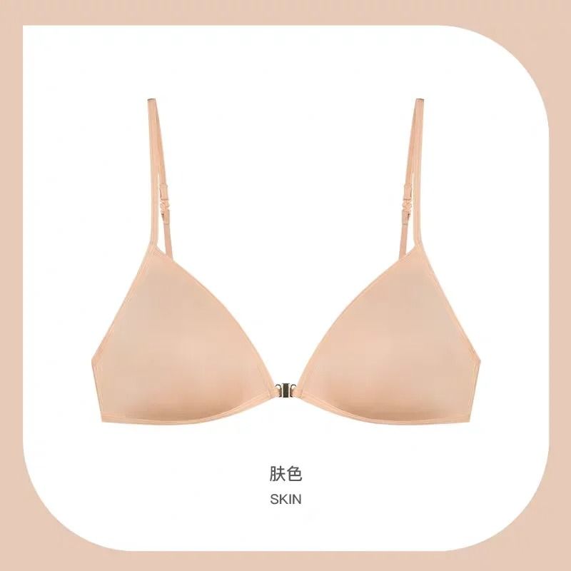 Womens French Triangle PushUp Bra FrontButton Seamless Wireless Lingerie 6