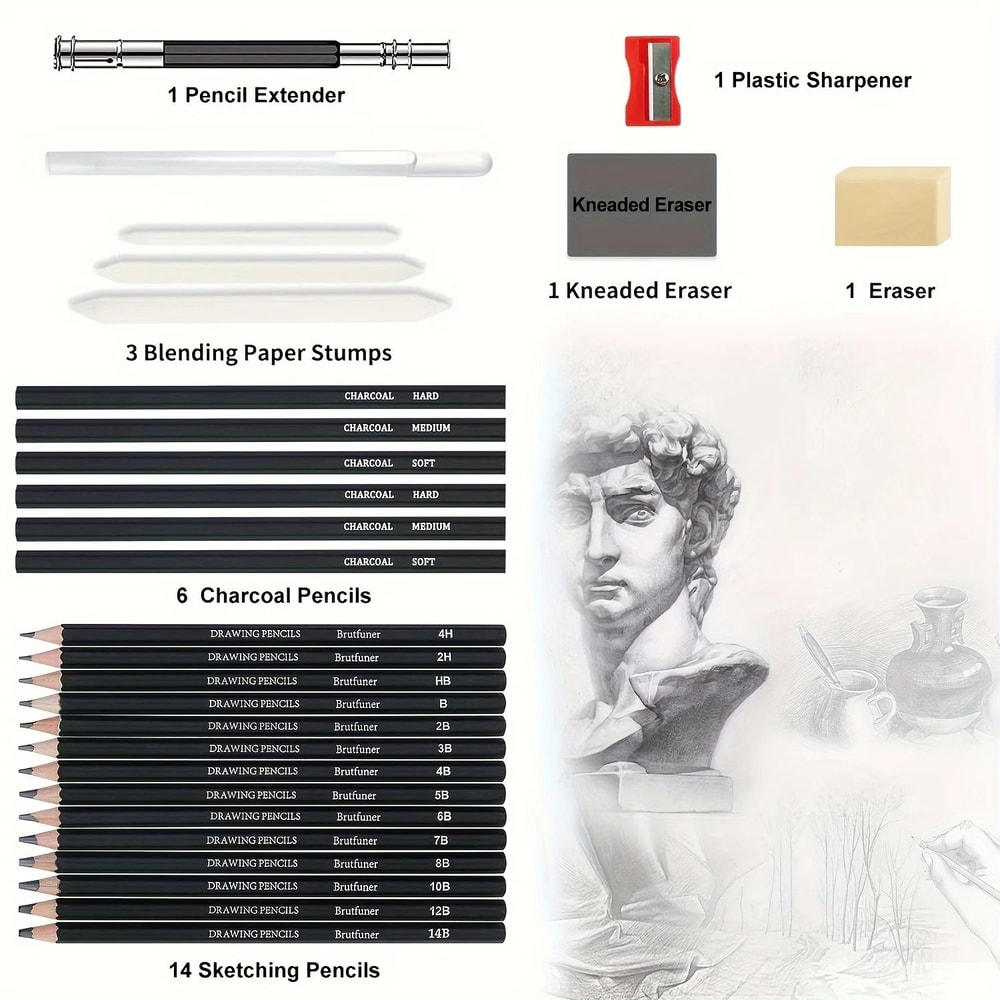 Professional 29Piece Sketching Drawing Pencil Kit Master Art Supply Set 1
