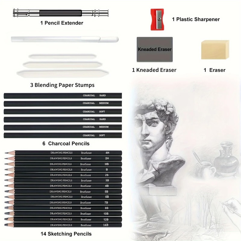 Professional 29Piece Sketching Drawing Pencil Kit Master Art Supply Set 1