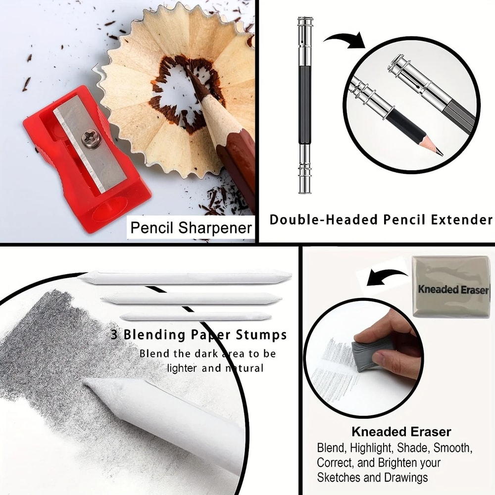 Professional 29Piece Sketching Drawing Pencil Kit Master Art Supply Set 3