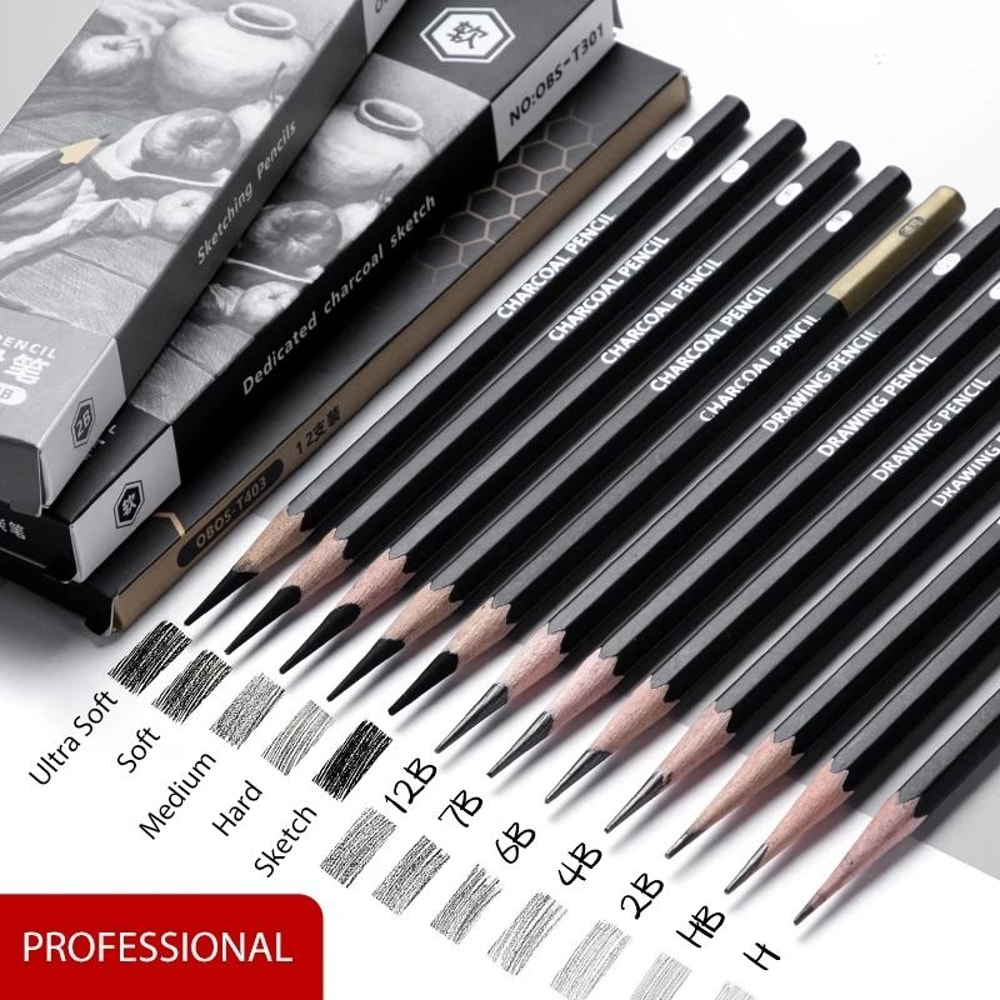 Professional MultiGrade Graphite Charcoal Sketching Pencil Set 0