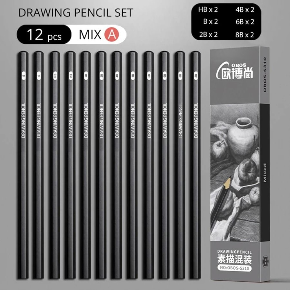 Professional MultiGrade Graphite Charcoal Sketching Pencil Set 6