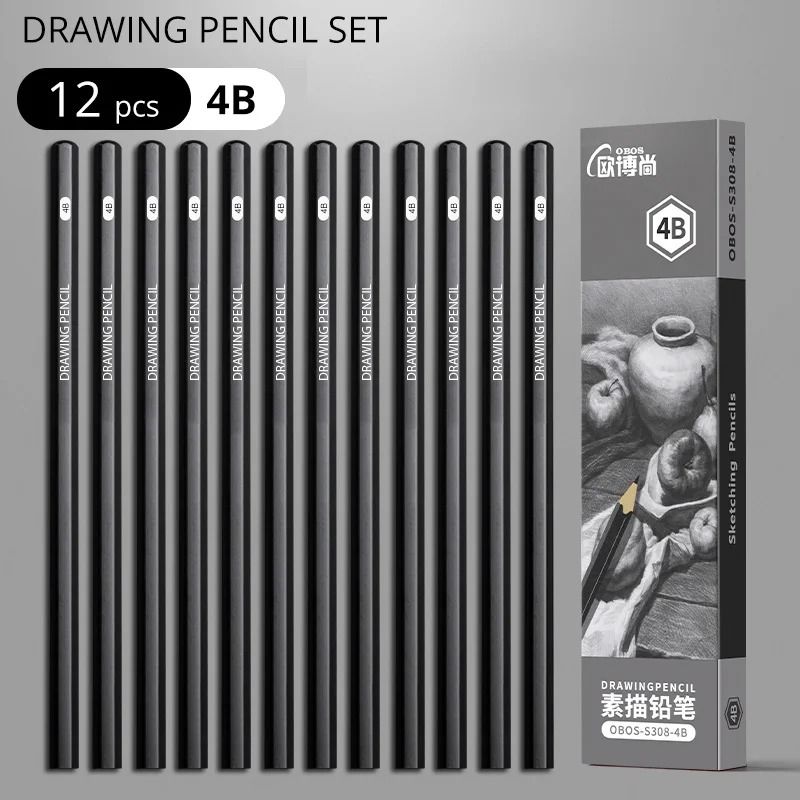 Professional MultiGrade Graphite Charcoal Sketching Pencil Set 12