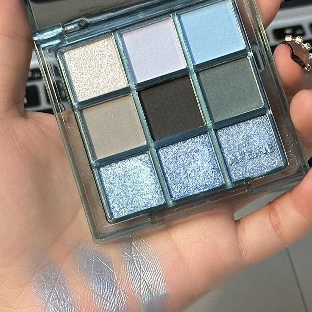 9Color Dark Punk Smoked Eyeshadow Palette BlueBlack Matte Pearl Shimmer 2