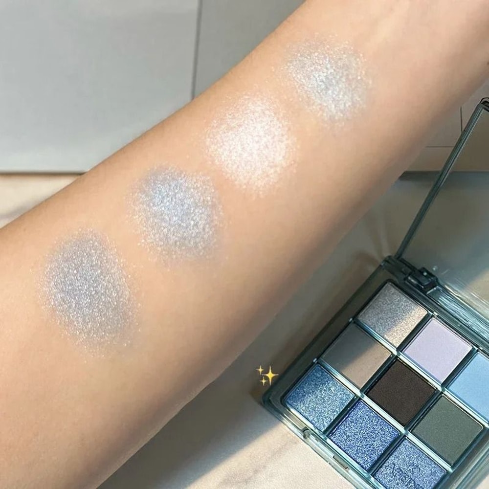 9Color Dark Punk Smoked Eyeshadow Palette BlueBlack Matte Pearl Shimmer 4