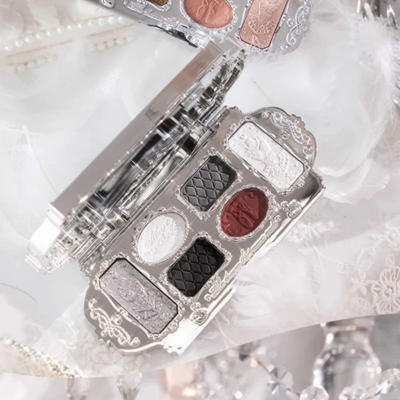 Flower Knows Black Swan Ballet 6Color Eyeshadow Palette Fine Shimmer Pearl 1
