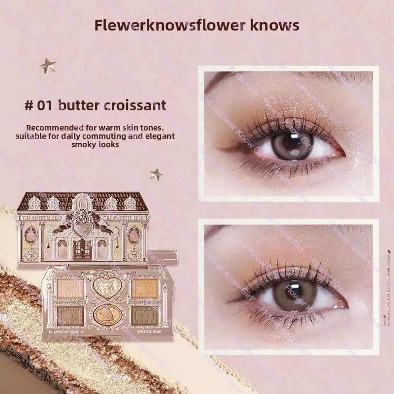 Flower Knows Black Swan Ballet 6Color Eyeshadow Palette Fine Shimmer Pearl 9