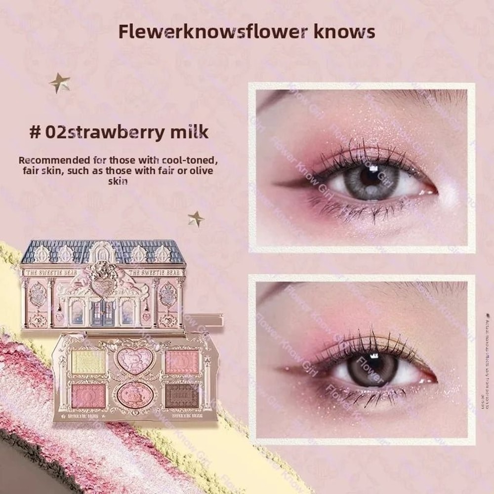 Flower Knows Black Swan Ballet 6Color Eyeshadow Palette Fine Shimmer Pearl 10
