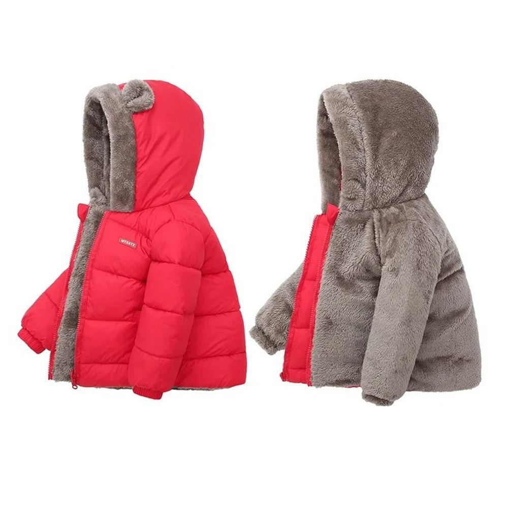 Childrens Thick Fleece Hooded Jacket Winter Cashmere Padded Outerwear 1