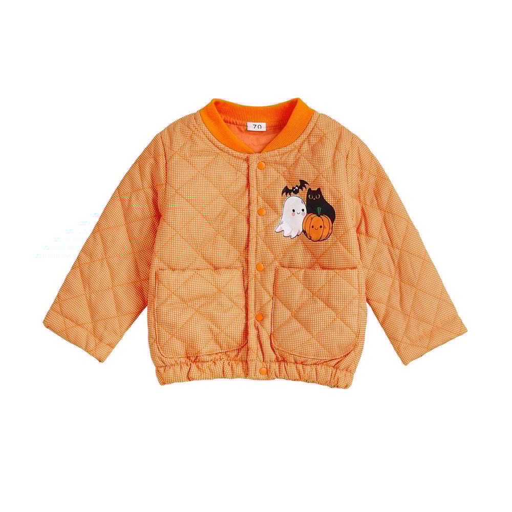 Infant Halloween Quilted Jacket Pumpkin Ghost Print Toddler Outerwear 0