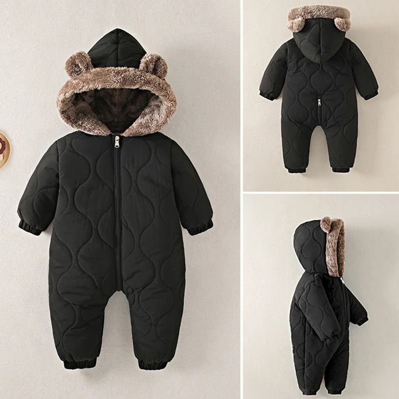 2025 Newborn Winter Snowsuit VelvetLined Thermal Jumpsuit Romper 4