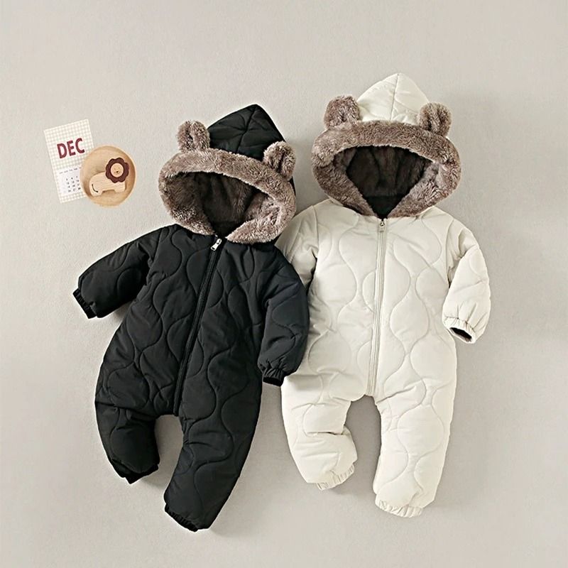 2025 Newborn Winter Snowsuit VelvetLined Thermal Jumpsuit Romper 5