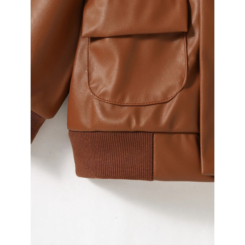 2024 Premium Baby Boys PU Leather Jacket Fashion FallWinter Moto Outerwear 4