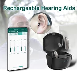 professional bte digital hearing aid - rechargeable mini sound amplifier for seniors