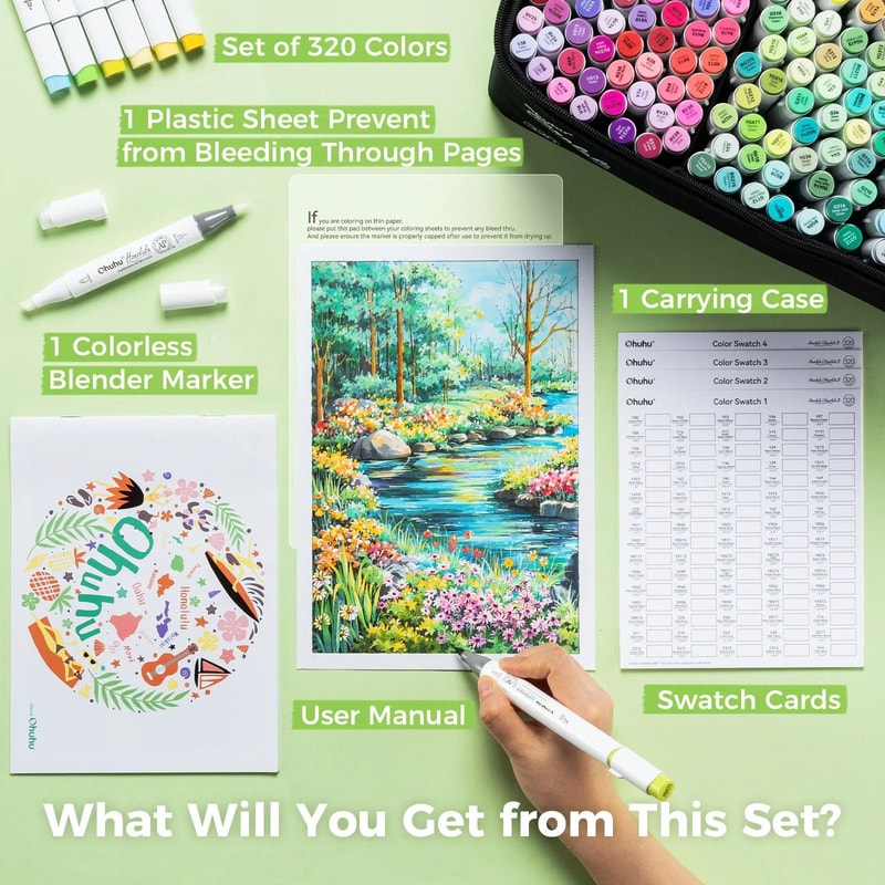 Ohuhu Honolulu 320Color Master Marker Set Refillable Alcohol Art Markers 3