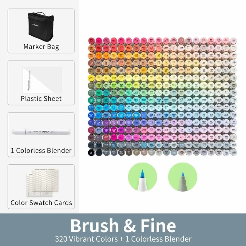 Ohuhu Honolulu 320Color Master Marker Set Refillable Alcohol Art Markers 6