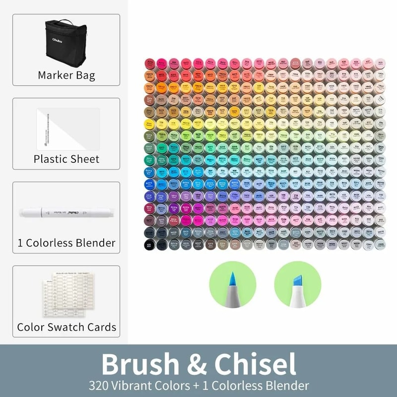 Ohuhu Honolulu 320Color Master Marker Set Refillable Alcohol Art Markers 7