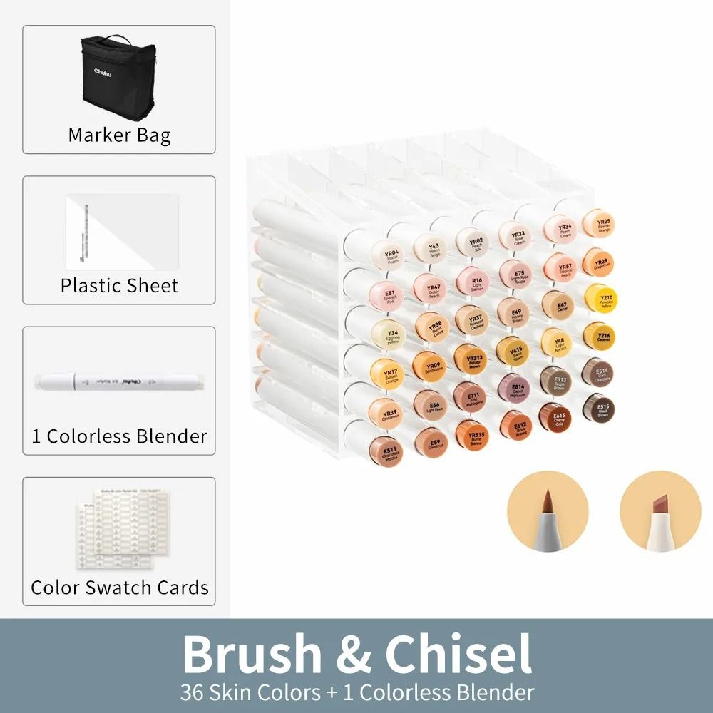 Ohuhu Honolulu 36 Skin Tone Marker Set Refillable Professional Portrait Markers 5