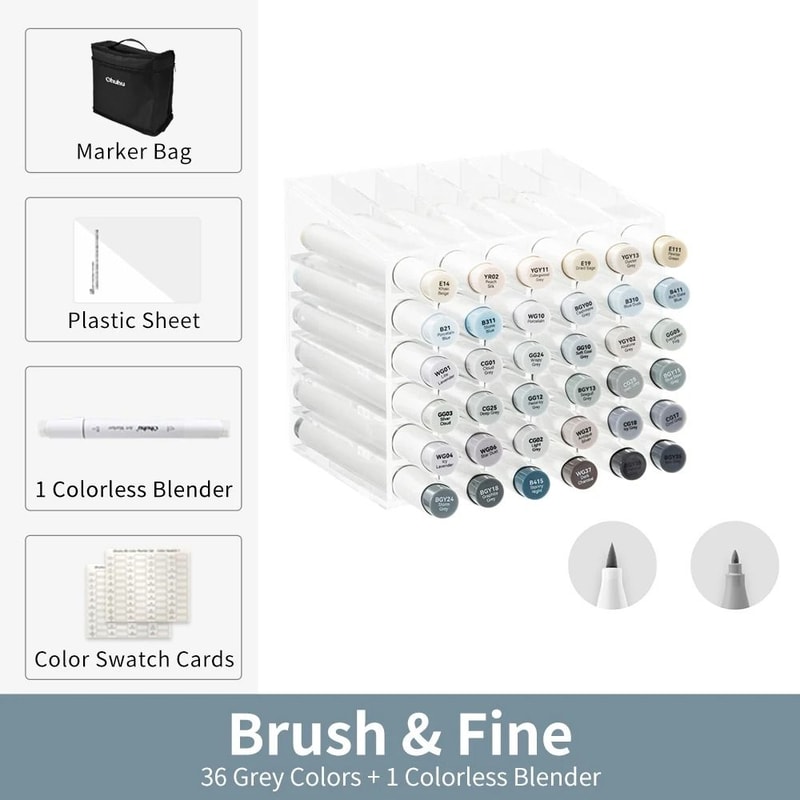 Ohuhu Honolulu B Series Master Marker Set Refillable Alcohol Art Markers 9