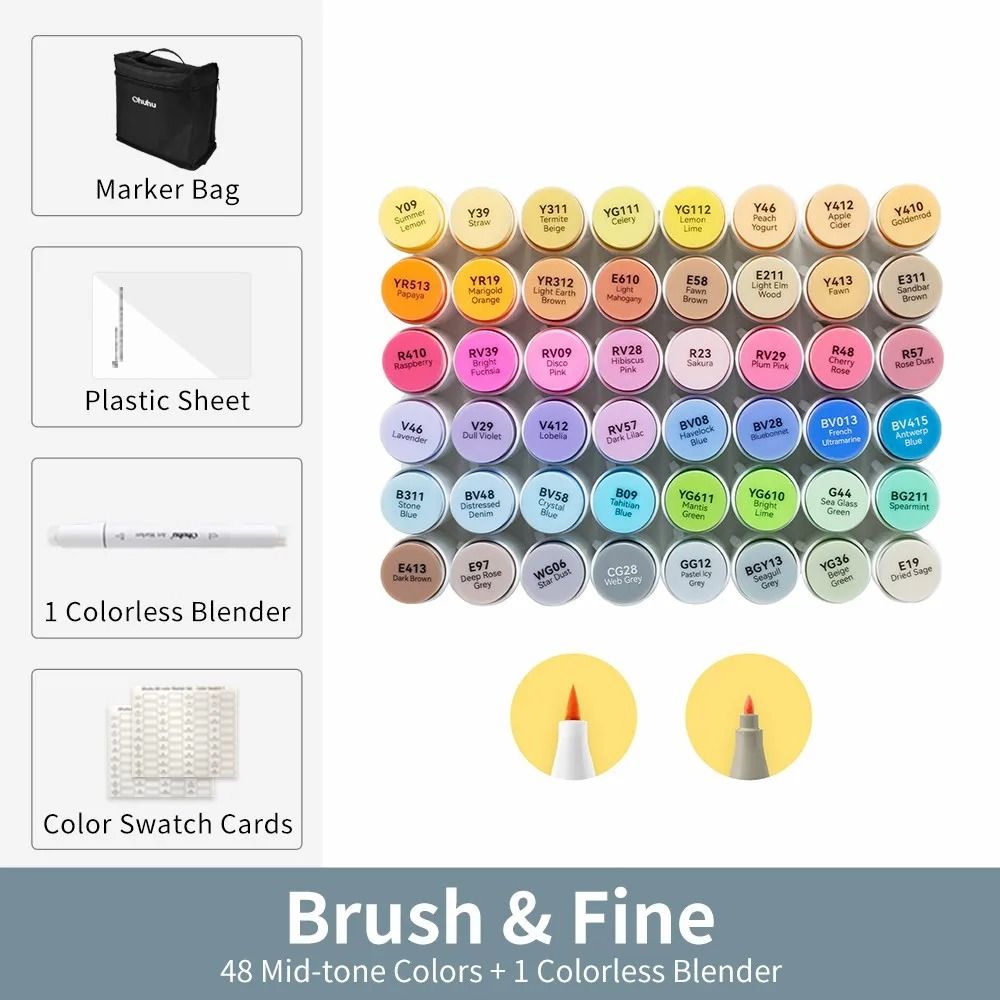 Ohuhu Honolulu B Series Master Marker Set Refillable Alcohol Art Markers 10