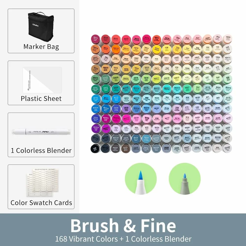 Ohuhu Honolulu B Series Master Marker Set Refillable Alcohol Art Markers 18