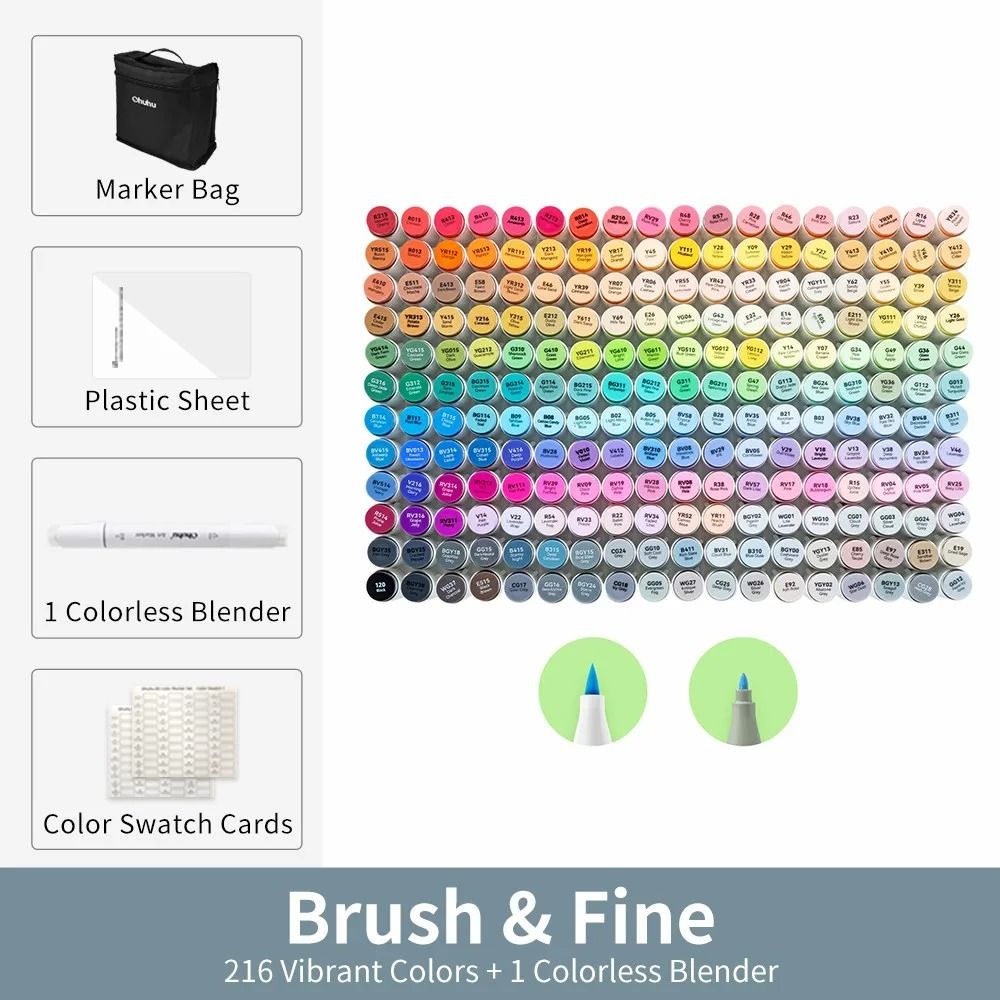 Ohuhu Honolulu B Series Master Marker Set Refillable Alcohol Art Markers 19