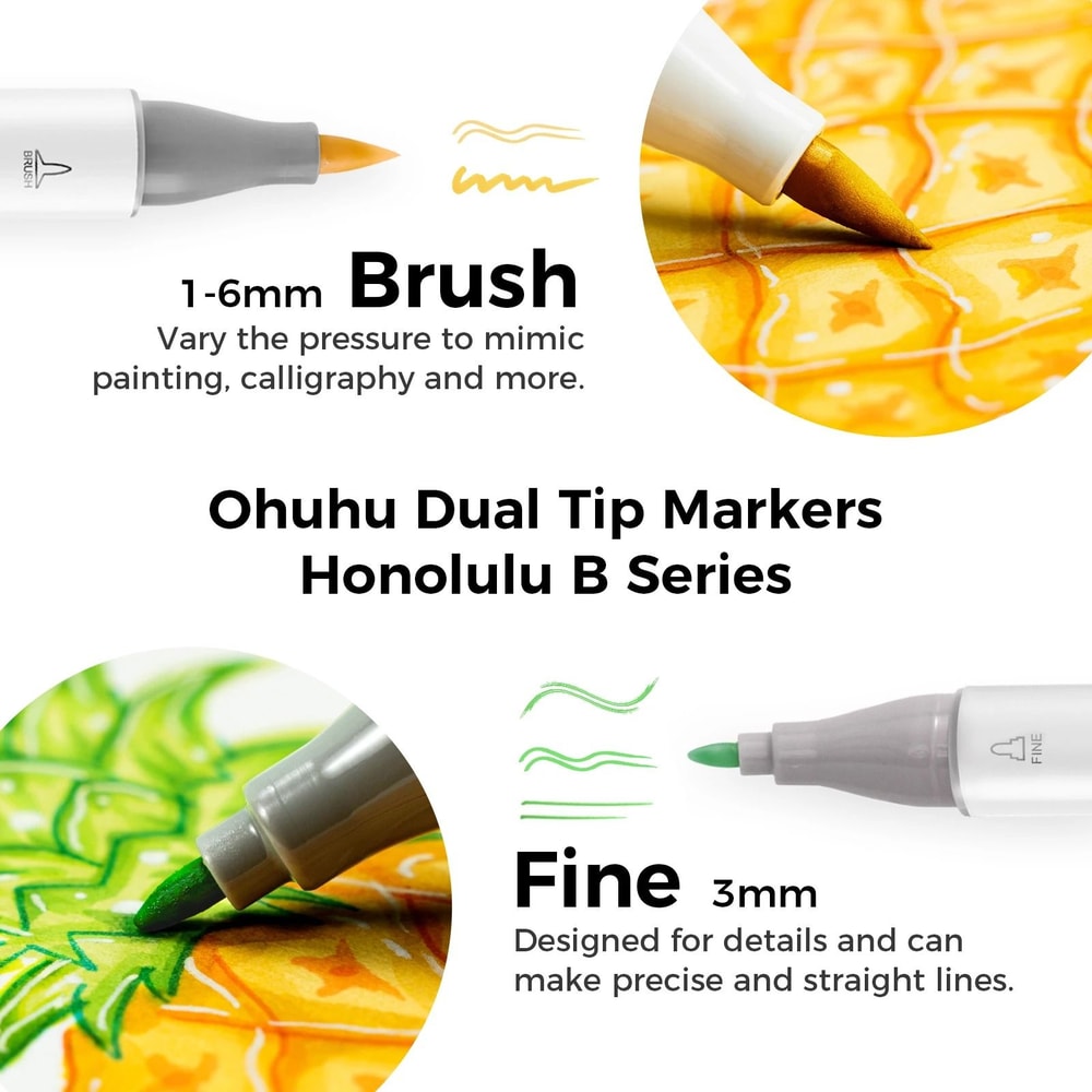 Ohuhu Honolulu B Series Master Marker Set Refillable Alcohol Art Markers 3
