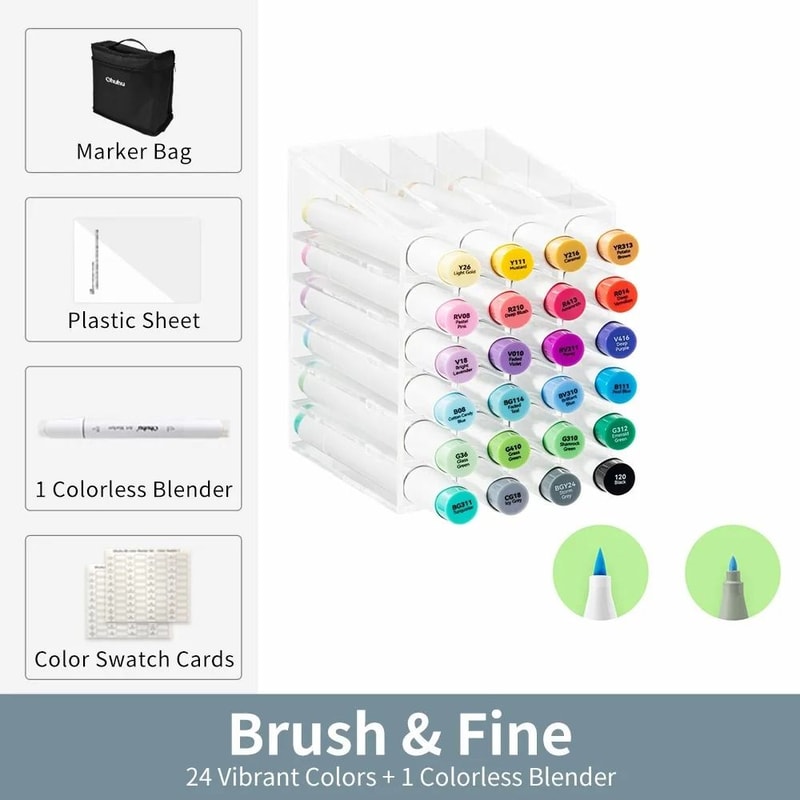 Ohuhu Honolulu B Series Master Marker Set Refillable Alcohol Art Markers 6