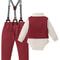 Infant Boy 4Piece Gentleman Wedding Suit Formal Dress Shirt Vest Suspender Set 1