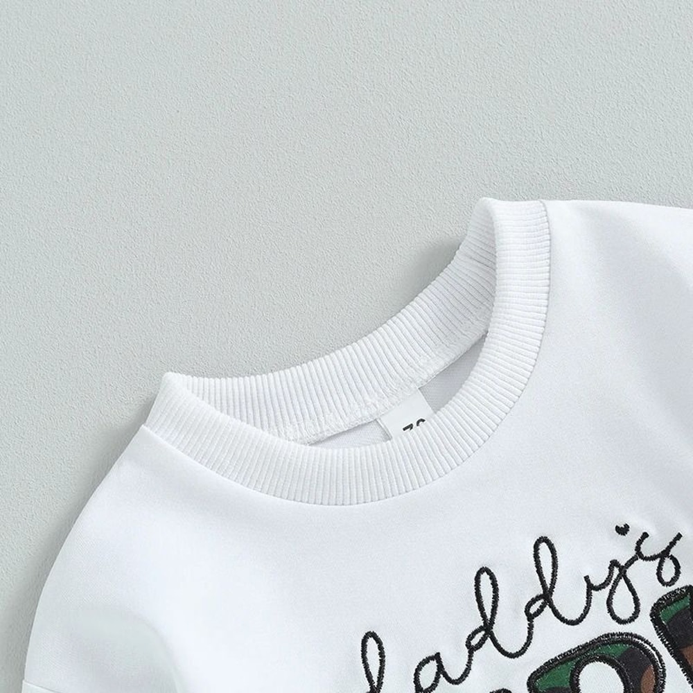 Adorable Baby Girl 2Piece Spring Ensemble Floral Embroidered Top Camo Pants 3