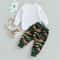 Adorable Baby Girl 2Piece Spring Ensemble Floral Embroidered Top Camo Pants 4