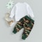 Adorable Baby Girl 2Piece Spring Ensemble Floral Embroidered Top Camo Pants 4