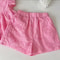 Korean Style Pink Cotton Summer Suit Sweet Hollow Flying Sleeve Top Shorts 5