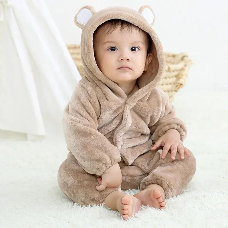 Winter Rabbit Hooded Baby Romper Plush Zipper Newborn Jumpsuit 6