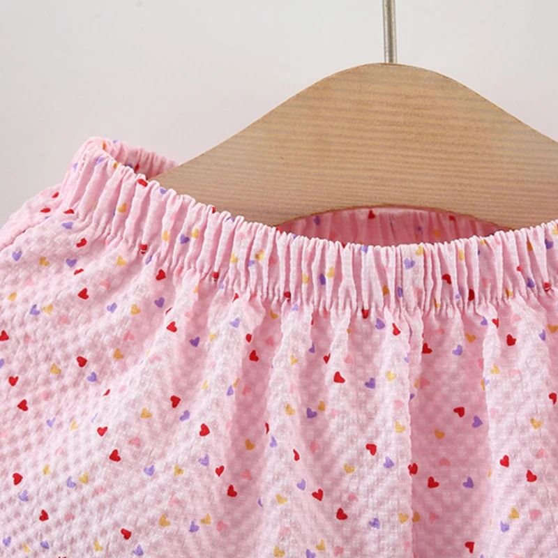 Girls Colorful Dot Summer Set Flying Sleeve Top Bow Shorts 03 Years 5