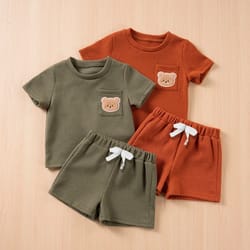 2024 summer bear suite - toddler boys & girls breathable 2-piece set