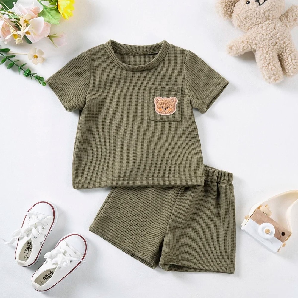 2024 Summer Bear Suite Toddler Boys Girls Breathable 2Piece Set 1