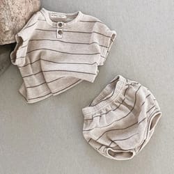 summer striped infant tee & bloomer set - 2-piece toddler comfort suit