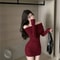 Black OffShoulder Elegant Mini Dress Slim Sexy Long Sleeve Bodycon 0
