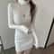 Sexy Turtleneck Knitted Mini Dress Autumn Winter Elastic Skinny Sweater Dress 0