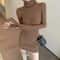 Sexy Turtleneck Knitted Mini Dress Autumn Winter Elastic Skinny Sweater Dress 9