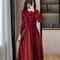 Casual ONeck Lantern Sleeve Fake Two Piece Knitted Dress Autumn Winter Ladies Long Sweater Dress 6